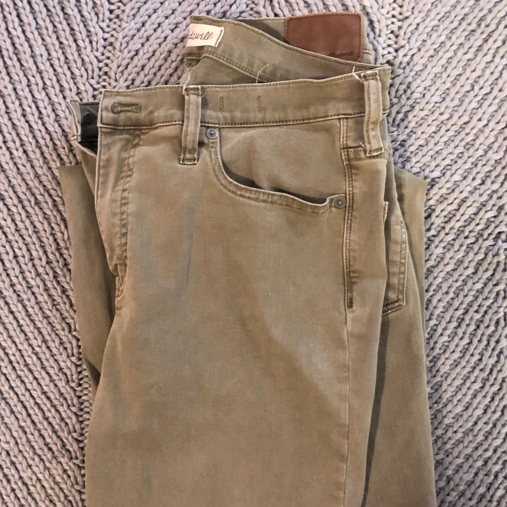 Madewell Olive Green Frayed Hem Jeans